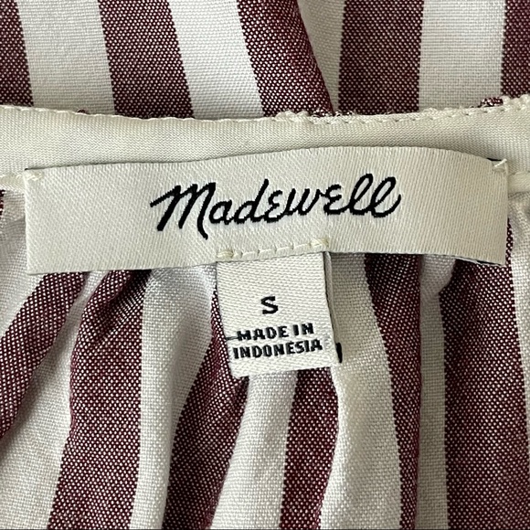 MADEWELL STANZA RUFFLE HEM TOP BLOUSE STRIPE RED WHITE SMALL - Picture 7 of 10